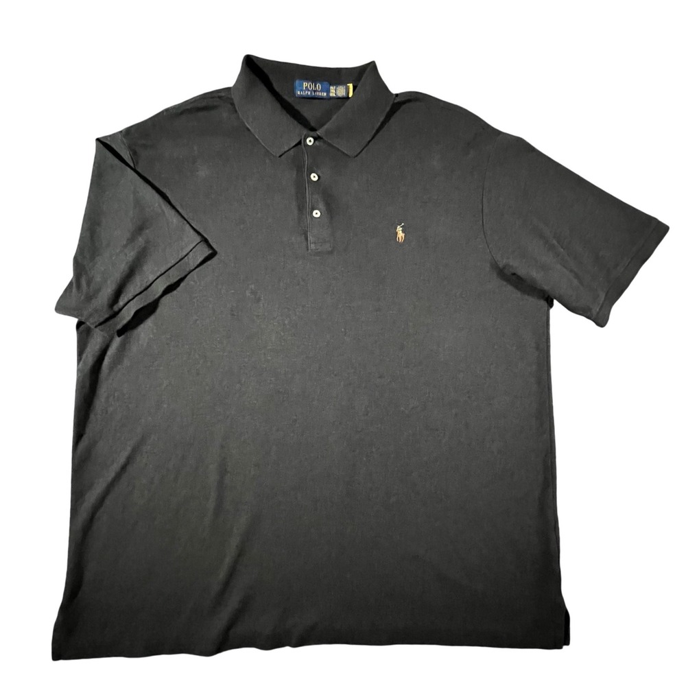 Polo Ralph Lauren Polo Shirt Mens 2XLT Gray Pony‎ Big & Tall Short Sleeve